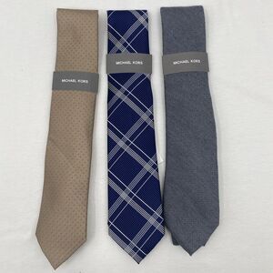 3 Michael Kors Men’s Tie Lot NWT $69.50 Retail Charcoal, Taupe, Navy